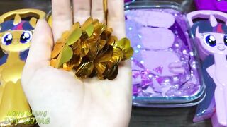 PURPLE vs GOLD! Mixing Random into GLOSSY Slime ! Satisfying Slime Video #1093