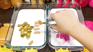 GOLD vs PINK! Mixing Random into GLOSSY Slime ! Satisfying Slime Video #1092