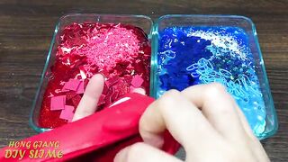 BLUE VS RED! Mixing Random into GLOSSY Slime ! Satisfying Slime Video #1089