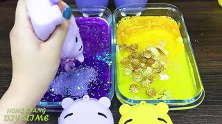 PURPLE vs YELLOW! Mixing Random into CLEAR Slime ! Satisfying Slime Video #1088