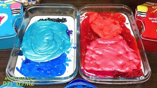 BLUE vs RED! Mixing Random into CLEAR Slime ! Satisfying Slime Video #1087