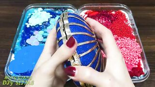 BLUE vs RED! Mixing Random into CLEAR Slime ! Satisfying Slime Video #1087