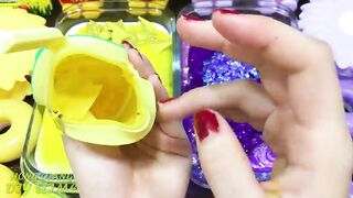 YELLOW vs PURPLE! Mixing Random into CLEAR Slime ! Satisfying Slime Video #1086