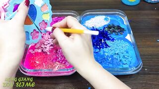 PINK vs BLUE! Mixing Random into GLOSSY Slime ! Satisfying Slime Video #1085