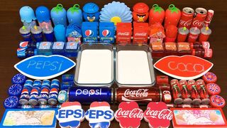 PEPSI vs COCACOLA! Mixing Random into GLOSSY Slime ! Satisfying Slime Video #1080