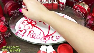 RED COCACOLA Slime! Mixing Random into GLOSSY Slime ! Satisfying Slime Video #1077