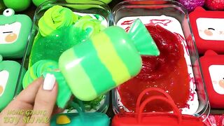 GREEN vs RED! Mixing Random into GLOSSY Slime ! Satisfying Slime Video #1072