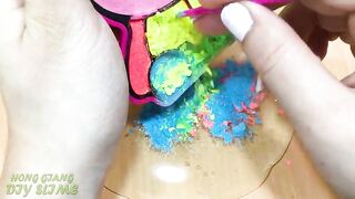 Slime Coloring with Bear! Mixing Makeup Eyeshadow into Slime! Satisfying Slime Videos ASMR #1038