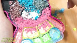 Slime Coloring with Bear! Mixing Makeup Eyeshadow into Slime! Satisfying Slime Videos ASMR #1038