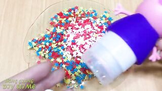 Slime Coloring with Peppa Pig! Mixing Glitter into Clear Slime! Satisfying Slime Videos ASMR #1036