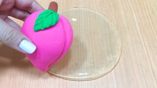 Slime Coloring with Peaches Clay ! Mixing Clay into Clear Slime ! Satisfying Slime Videos ASMR #1035