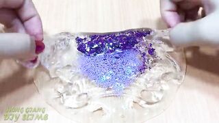 Slime Coloring with Glitter! Mixing Makeup Glitter Eyeshadow into Clear Slime! Satisfying ASMR #1023