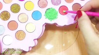 Slime Coloring with Glitter! Mixing Makeup Glitter Eyeshadow into Clear Slime! Satisfying ASMR #1016