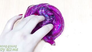 Slime Coloring with Glitter! Mixing Makeup and Glitter into Clear Slime! Satisfying Video ASMR #1000