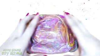 Slime Coloring with Glitter ! Mixing Makeup Glitter Eyeshadow into Clear Slime! Satisfying ASMR #999