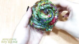 Slime Coloring with Glitter ! Mixing Glitter into Clear Slime ! Satisfying Video ASMR #981