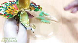 Slime Coloring with Glitter ! Mixing Makeup and Glitter into Clear Slime! Satisfying Slime ASMR #979