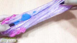Slime Coloring with Glitter ! Mixing Glitter into Clear Slime ! Satisfying Slime Video ASMR #969
