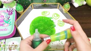 GREEN MERMAID Slime | Mixing Random Things into GLOSSY Slime | Satisfying Slime, ASMR Slime #885