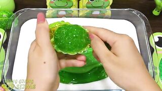 GREEN FROG Slime | Mixing Random Things into GLOSSY Slime | Satisfying Slime, ASMR Slime #840