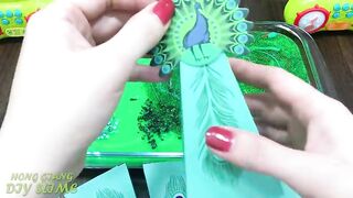 GREEN PEACOCK Slime! Mixing Random Things into GLOSSY Slime | Satisfying Slime Videos #754
