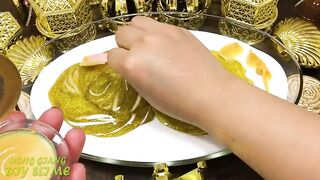 GOLD PINEAPPLE Slime ! Mixing Random Things into GLOSSY Slime | Satisfying Slime Videos #746