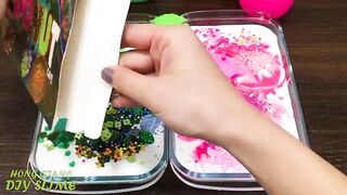 GREEN vs PINK ! Mixing Random Things into GLOSSY Slime  Slime Smoothie Satisfying Slime Video #734