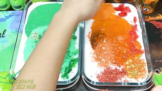 GREEN vs ORANGE! Mixing Random Things into GLOSSY Slime | Slime Smoothie Satisfying Slime Video #733
