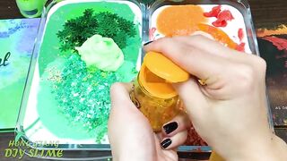 GREEN vs ORANGE! Mixing Random Things into GLOSSY Slime | Slime Smoothie Satisfying Slime Video #733