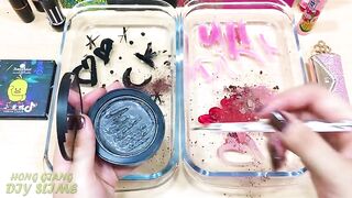 BLACK vs PINK! Mixing Makeup Eyeshadow into Clear Slime! Special Series #719 Satisfying Slime Videos