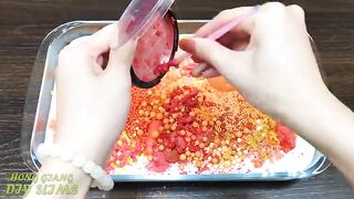 Series ORANGE Slime | Mixing Random Things into GLOSSY Slime | Satisfying Slime Video #711