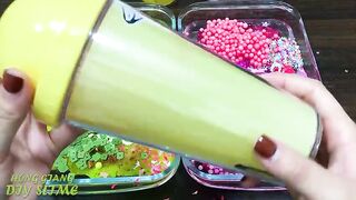 PINK vs YELLOW! Mixing Random Things into CLEAR Slime! Satisfying Slime Videos #684