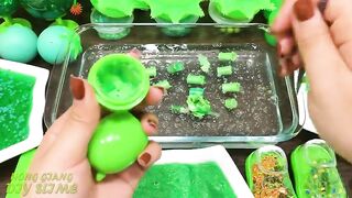 Series GREEN Slime! Mixing Random Things into CLEAR Slime! Satisfying Slime Videos #673