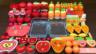 RED APPLE vs ORANGE CARROT! Mixing Random Things into CLEAR Slime! Satisfying Slime Videos #660