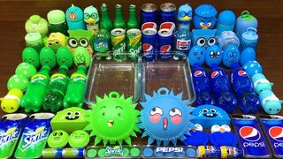 GREEN SPRITE vs BLUE PEPSI ! Mixing Random Things into CLEAR Slime! Satisfying Slime Video #658