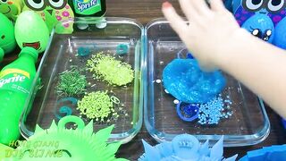 GREEN SPRITE vs BLUE PEPSI ! Mixing Random Things into CLEAR Slime! Satisfying Slime Video #658