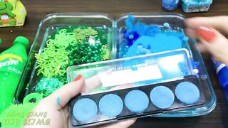 GREEN SPRITE vs BLUE PEPSI ! Mixing Random Things into CLEAR Slime! Satisfying Slime Video #658