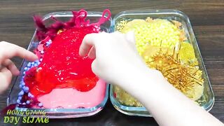 RED Strawberry vs Gold Pineapple! Mixing Random Things into CLEAR Slime! Satisfying Slime Video #655