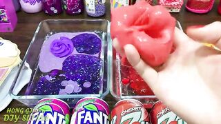 PURPLE FANTA vs RED 7UP ! Mixing Random Things into CLEAR Slime | Satisfying Slime Videos #652