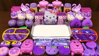 Series PURPLE HELLO KITTY Slime! Mixing Random Things into GLOSSY Slime! Satisfying Slime Video #633