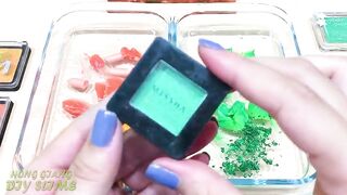 Orange vs Green ! Mixing Makeup Eyeshadow into Clear Slime | Satisfying Slime Videos #627