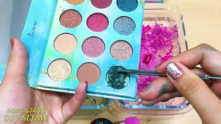 Pink vs Teal ! Mixing Makeup Eyeshadow into Clear Slime | Satisfying Slime Videos #624