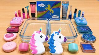 Pink vs Blue ! Unicorn - Mixing Makeup Eyeshadow into Clear Slime | Satisfying Slime Videos #604