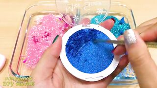 Pink vs Blue ! Unicorn - Mixing Makeup Eyeshadow into Clear Slime | Satisfying Slime Videos #604