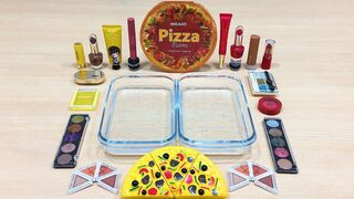 PIZZA !Red, Brown vs Yellow ! Mixing Makeup Eyeshadow into Clear Slime  Satisfying Slime Videos #603
