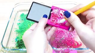 PINK vs GREEN! Pig and Frog - Mixing Makeup Eyeshadow into Clear Slime | Satisfying Slime Video #600