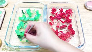 Red vs Green ! Apple and Pear - Mixing Makeup Eyeshadow into Clear Slime Satisfying Slime #599