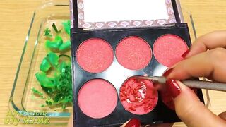 Red vs Green ! Apple and Pear - Mixing Makeup Eyeshadow into Clear Slime Satisfying Slime #599