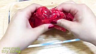 Red vs Green ! Apple and Pear - Mixing Makeup Eyeshadow into Clear Slime Satisfying Slime #599