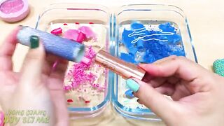 Pink vs Blue ! Disney Princess and Elsa | Mixing Makeup Eyeshadow into Clear Slime - Satisfying #580